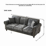 3 Seater Sofa With Tufted Upholstery, Rolled Arms, Nailhead Trim