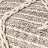 Modern Wool Rope Square Pouf Ottoman Floor Cushion - Gray / Ivory