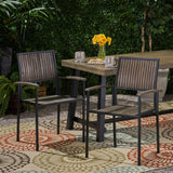 Vermilion - Outdoor Dining Chair With Vertical Slat And Wooden Arm