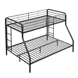 Modern Twin Over Full Metal Bunk Bed With Trundle And Dual Side Ladder And Metal Design - Black / Brown