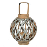 Decorative Lantern With Handle, Wooden Lantern For Indoor Outdoor, Home Garden, Wedding - Silver