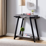 Modern Hallway Display Table With Drawer & Bottom Shelve - Distressed Gray / Black