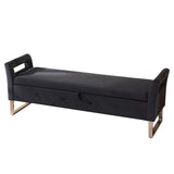 Wide Storage Soft Ottoman Bench With Armrests