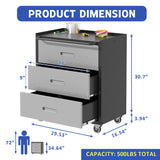 Heavy Duty Metal Storage Cabinet With Wheels 3 Drawer Tool Cabinet For Garage, Office, And Home Organizer Solutions