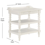 Aria - Nightstand With Styling, 2 Shelves, Pull Out Tray, Spool Turned Legs - Antique White