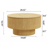 Modern Circular Coffee Table With Stripe Design And Storage Space