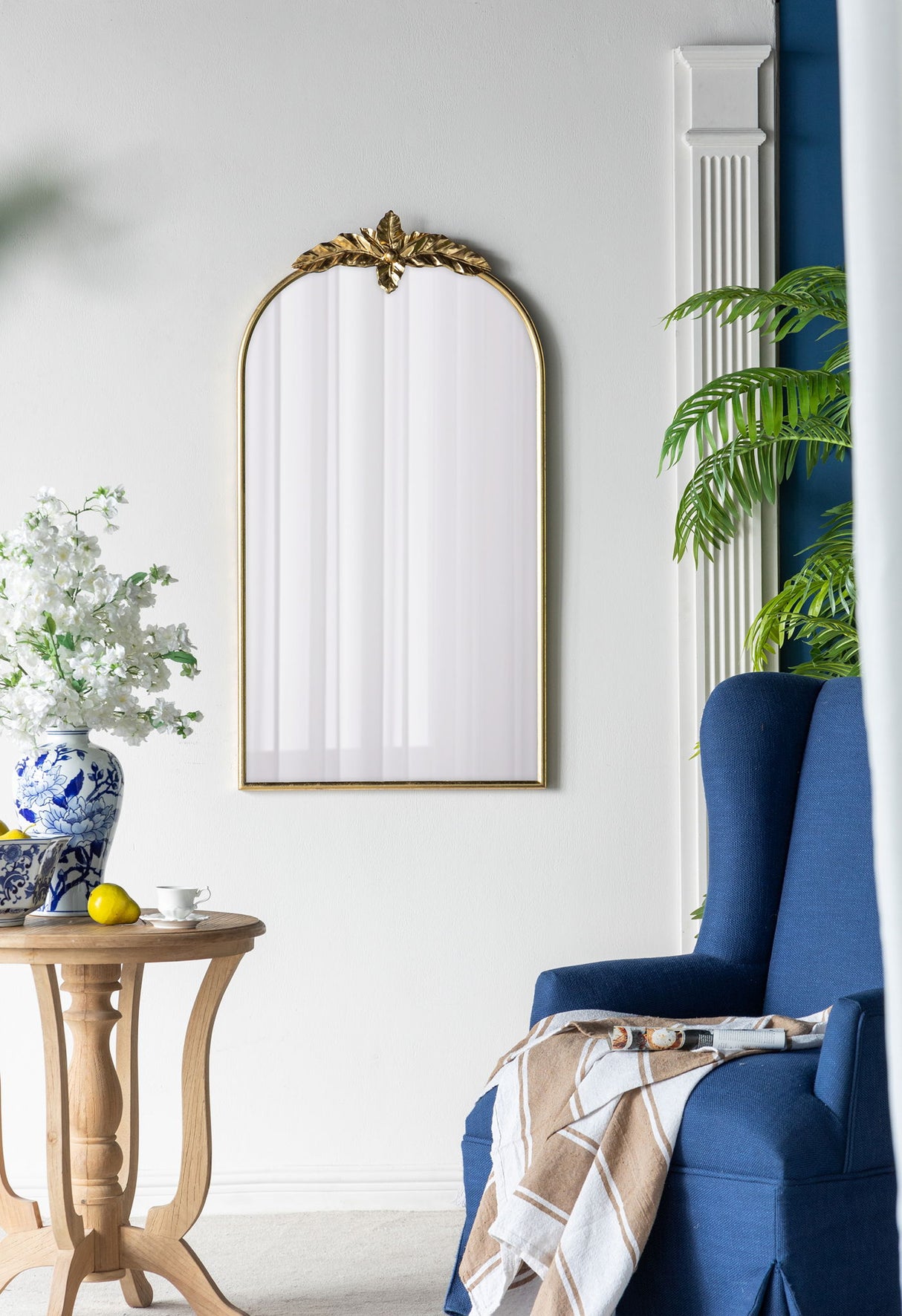 Arched Wall Mirror With Metal Frame, Wall Mirror For Living Room