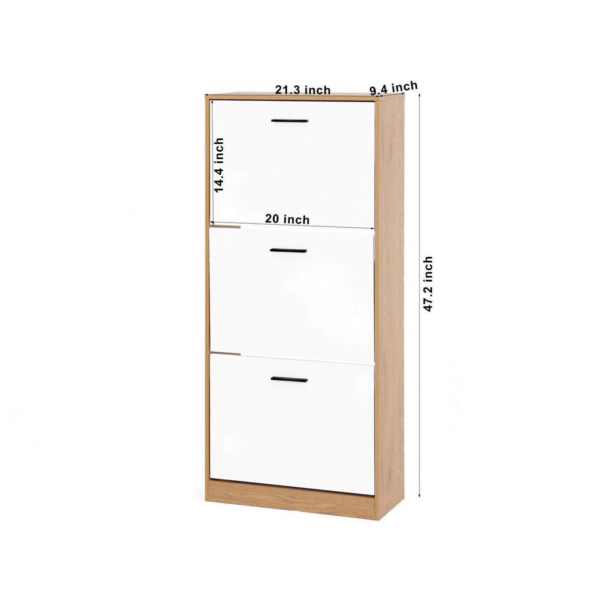 Modern Freestanding Shoe Storage Cabinet With 3 Flip Drawers