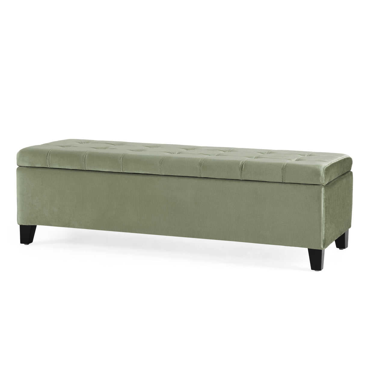 Wendover - Elegant Velvet Tufted Storage Bench With Lift-Up Top And Birch Wood Legs