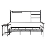 Daybed With Movable Desk, Grid, Shelves And Clothes Hanger