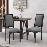 French Country Style Dining Chair With Upholstered Seating And Fluted Legs