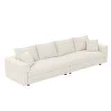 Plush Corduroy 4 Seat Sofa, Modern Comfy Upholstered Sofa Cloud Couch, Deep Seat Couches With Soft Pillows