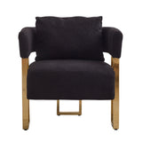 Modern Decorative Chair Teddy Fleece Upholstered And Metal Foot