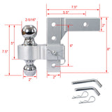 Alu - Adjustable Trailer Drop Hitch With 2" Receiver, 6" Adjustable - Silver