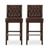Solstara - Upholstered Dining Barstool With Button Tufted And Wing Back