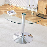 Modern Minimalist Circular Dining Table With Glass Top And Electroplated Metal Legs For Restaurants And Living Rooms - Silver / Transparent