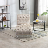 Velvet Chaise Lounge Indoor, Button Tufted Upholstered Chaise Lounge Chair With Pillow