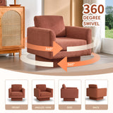 360° Modern Swivel Accent Chair Round Armchair, Thick Padded Single Lounge Sofa Upholstered Comfy