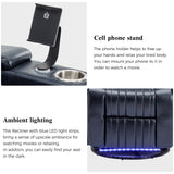 270° Power Swivel Recliner Home Theater Chair With Hidden Arm Storage, LED Light, Cup Holder, And Tray Table