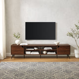 Contemporary 2 Door Minimalist TV Stand For TVs Up To 90" - Dark Walnut