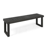 Realm - Outdoor Bench With Slat Panel Top And Base - Dark Gray