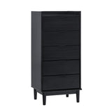 Modern Minimalist 5 Drawer Gallery Top Dresser - Black