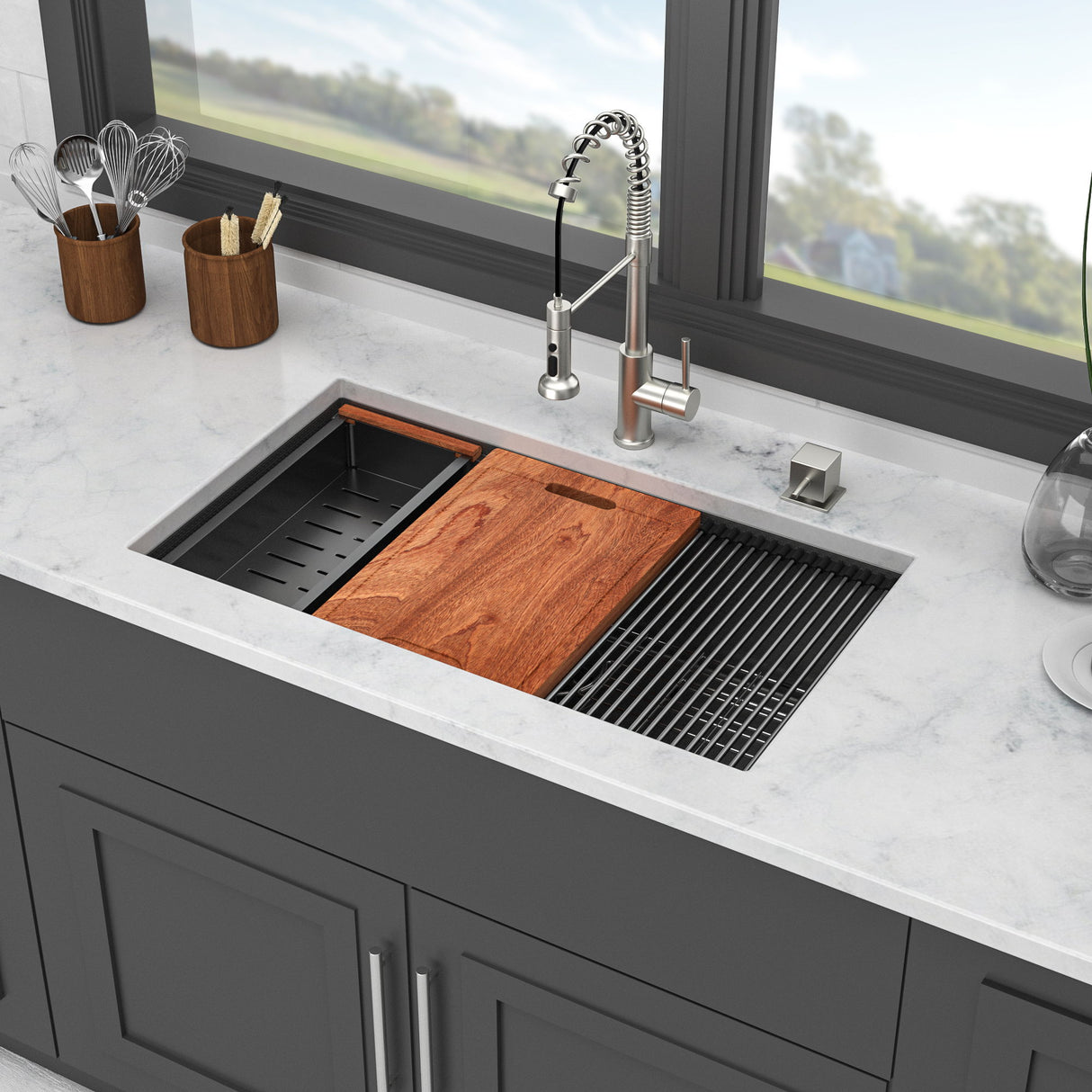 Workstation Kitchen Sink,Single Bowl Undermount