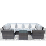 Outdoor Wicker Sectional With Weather Resistant Cushions And Table