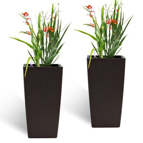 Indoor Outdoor Planter With Automatic Watering System (Set of 2)