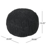 Bordeaux - Knitted Cotton Round Pouf