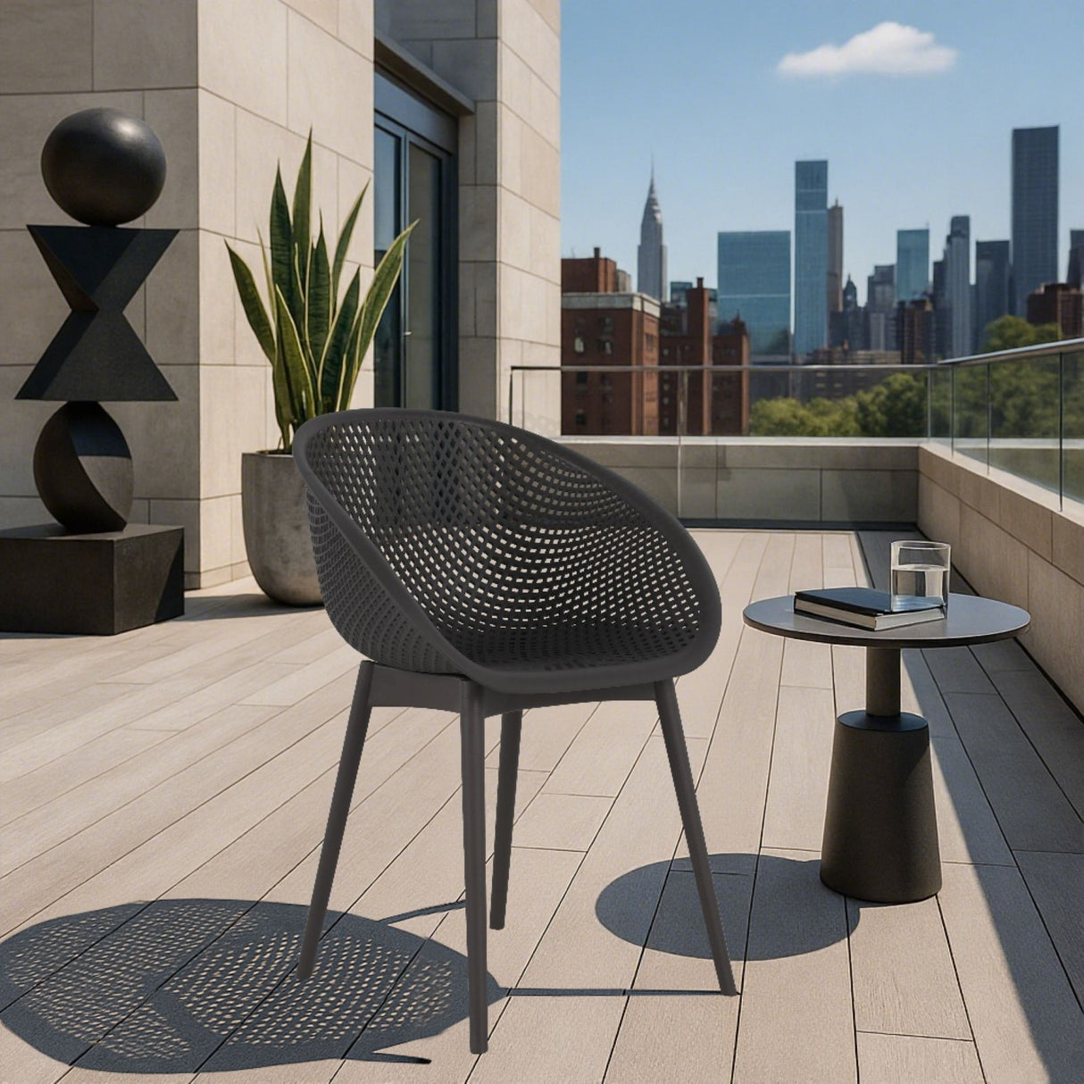 2 Piece Durable Single Chair With Mesh Hollow Out Design