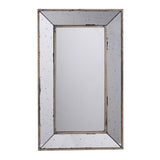 Distressed Accent Mirror, Traditional Style Framed Wall Mirror For Living Room