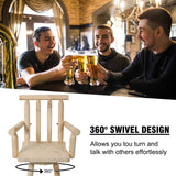 Rustic Bar Stool, Fir Wood Construction, Wide Armrest