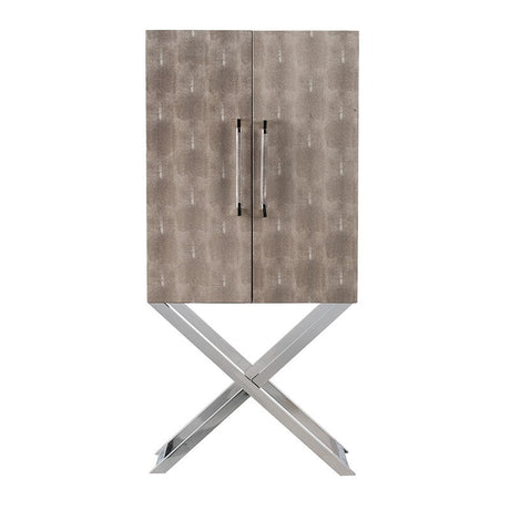 Cabinet - Silver - Faux Leather