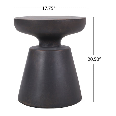 Outdoor Lightweight Concrete End Table With Half Sphere Top - Copper