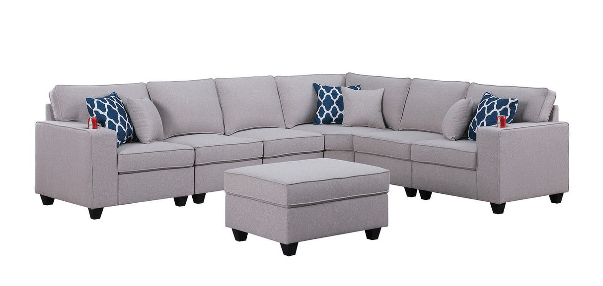 Cooper - Comfort Sectional Sofa With Ottomans And Cupholder
