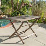 Blissique - Outdoor Foldable Wood Dining Table With Slat Design