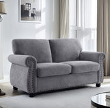 Soft Loveseat, Upholstered 2 Seater Couch, Loose Back Cushions And Turned Legs