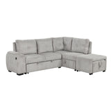 Pull-Out L-Shaped Sectional Sofa With Movable Ottoman And Stool, Large Storage Space, A Cup Holder, And 2 USB Ports For Living Room