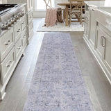 Maval - 2'6'' X 10' Washable Runner Rug - Blue / Cream
