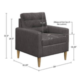 Tufted Back Accent Chair With Track Arm Silhouette - Gray