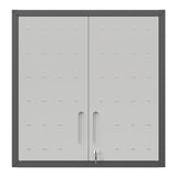 Metal Wall Mounted Tool Storage Cabinet With 2 Locking Doors, Adjustable Shelf, And Drawer