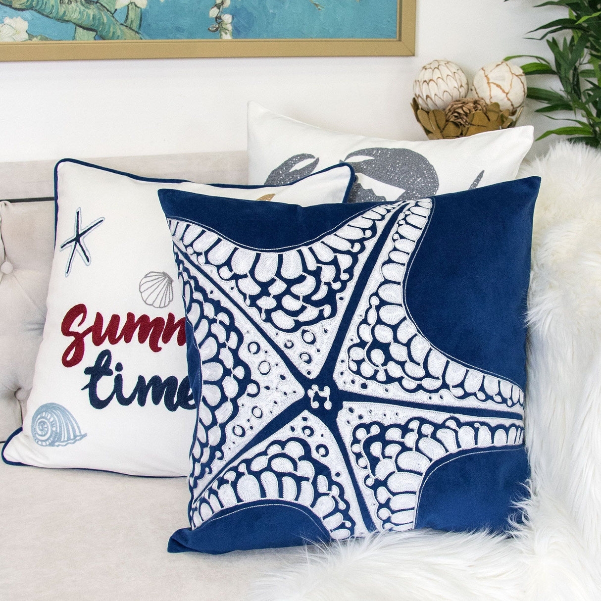 Seastar Starfish Pillow Cover - Indigo