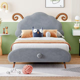 Upholstered Platform Bed With Sheep Shaped Headboard