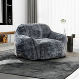 Living Room Bean Bag Sofa Chair With Memory Foam Fillings, Soft Upholstered Bean Bag Armchair - Black / Gray