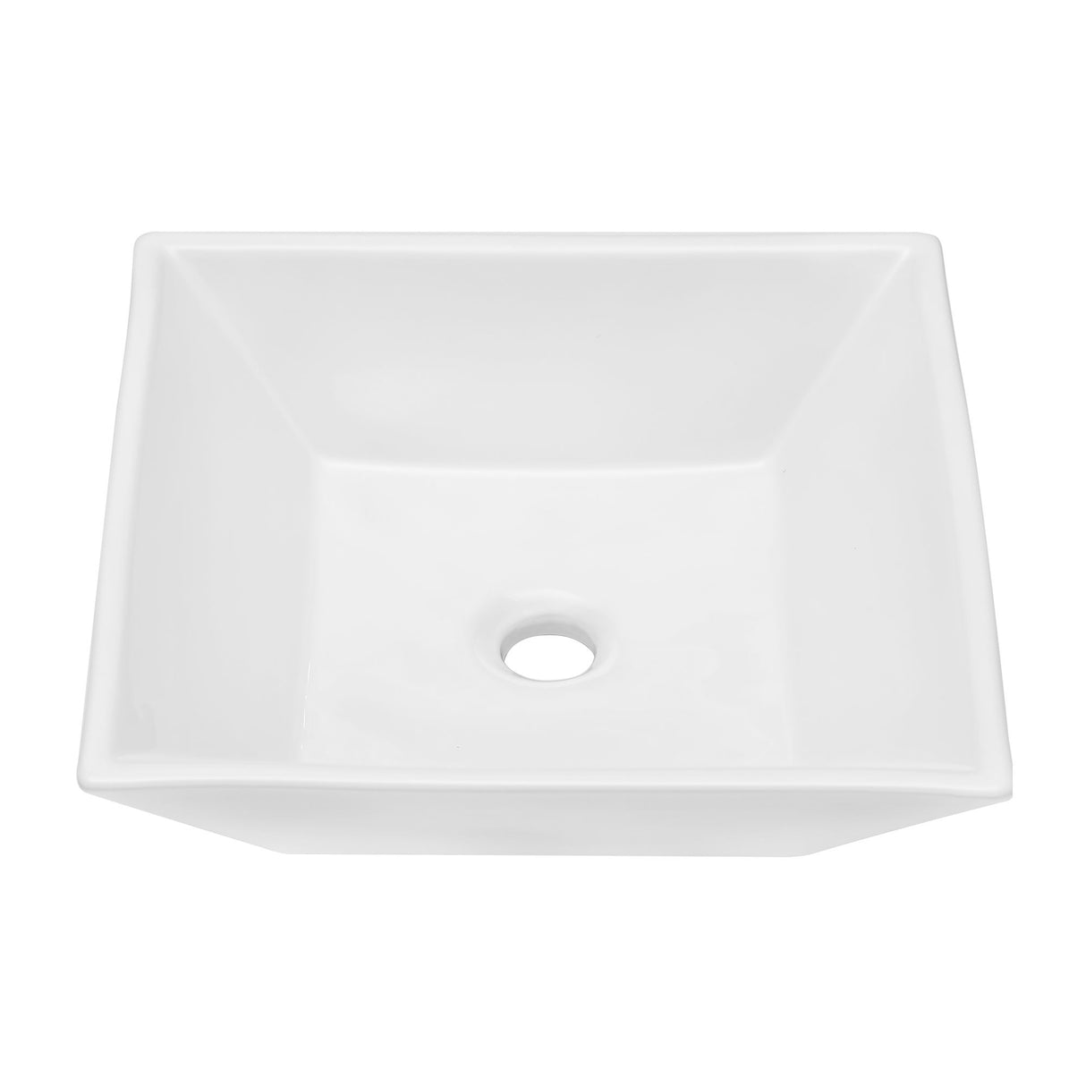 16" 6" Modern European Square Vessel Sink Glossy Porcelain Bathroom Vanity Top Above Counter Ceramic Basin - White