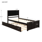 Platform Bed With Twin Trundle, Twin Size - Espresso