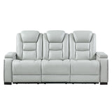 Power Sofa With USB LED Headrest, Bookshelf Arms, And Storage - Gray