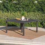 Outdoor Square Rattan Wicker Dining Table - Gray