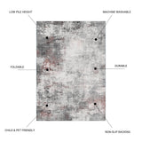 Toucan - 5' X 7' Washable Non - Slip Area Rug - Ivory / Dark Gray